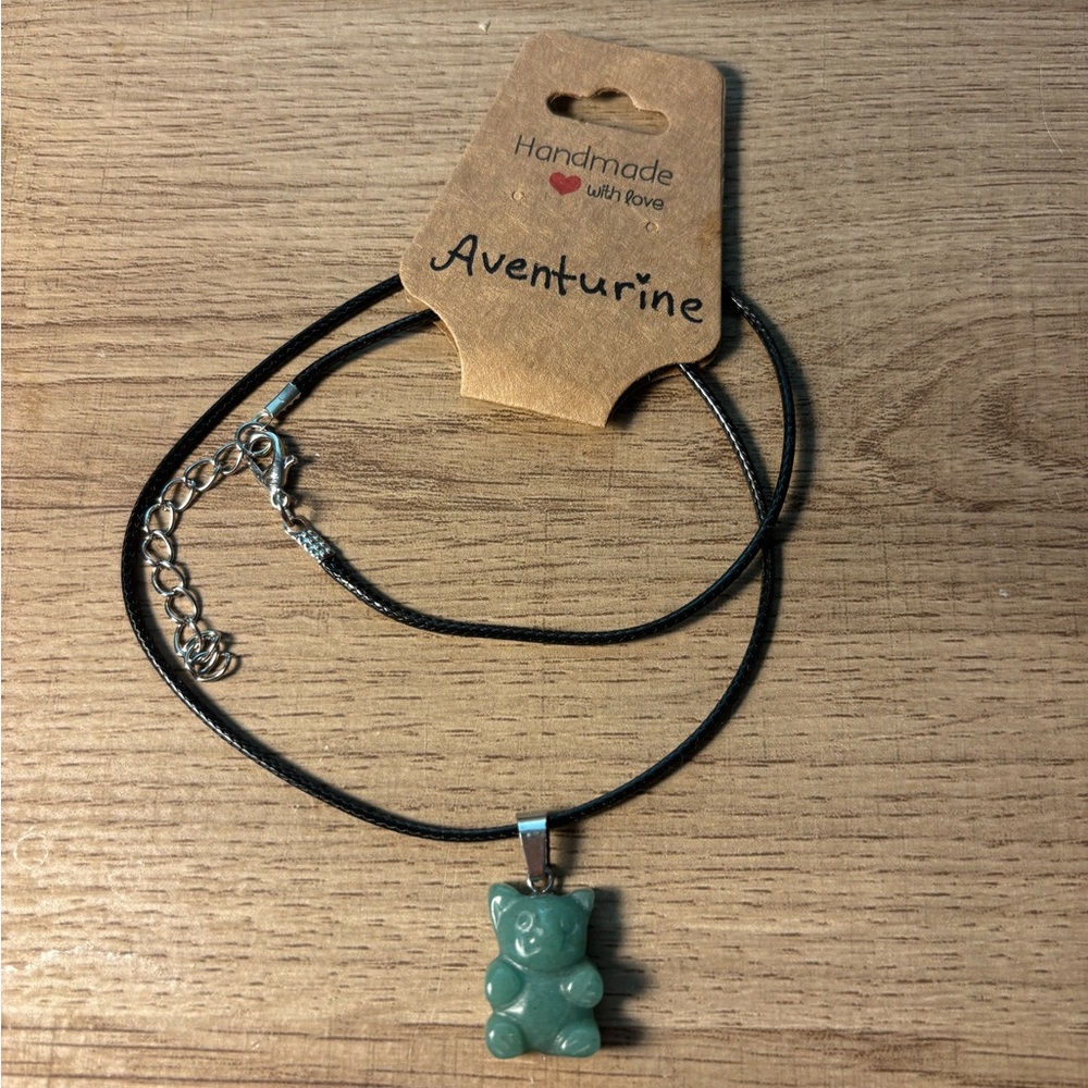 Aventurine Crystal Gummy Bear necklace